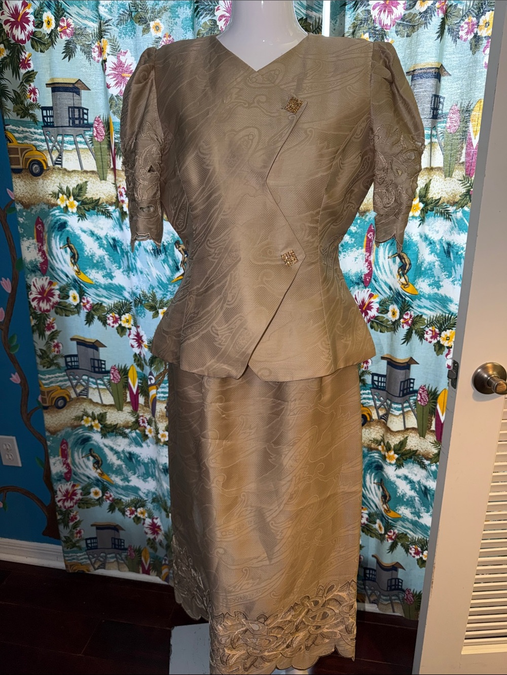 Sophisticated Taupe Women's Two-Piece Skirt Set